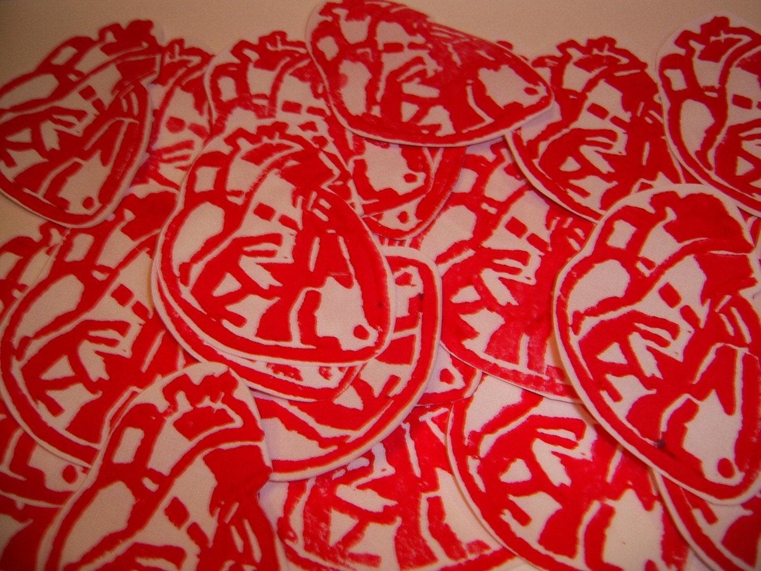 RED or TEAL INK--Anatomical Heart Patches