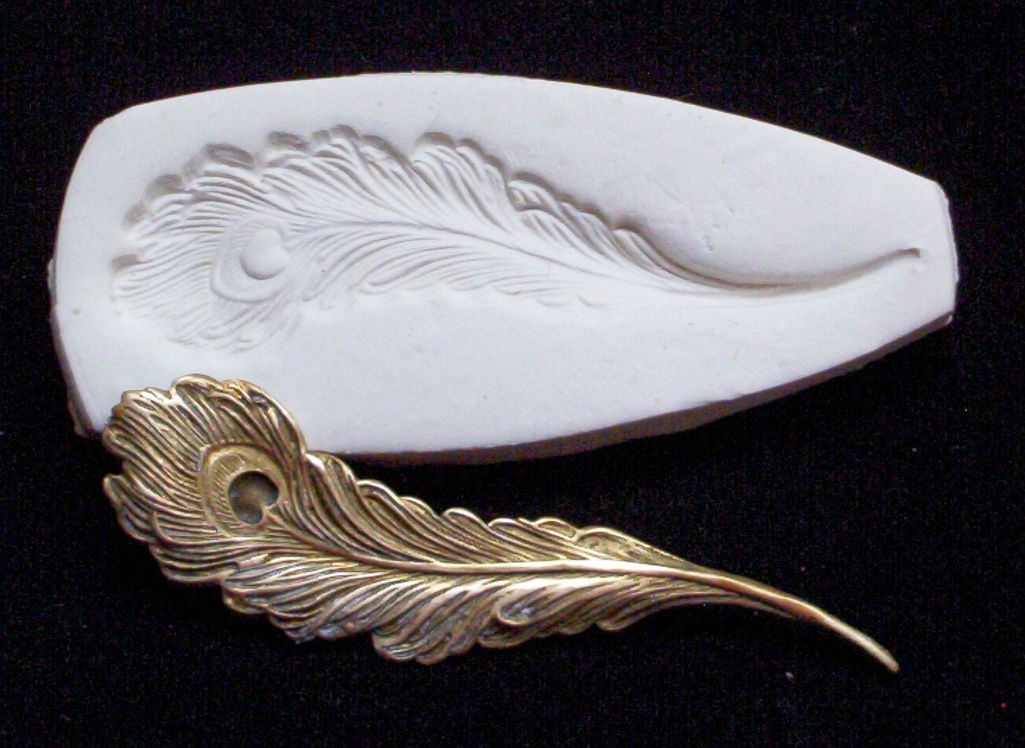 PEACOCK BIRD FEATHER polymer clay mold