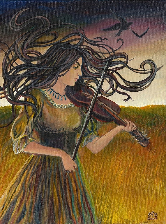 Wild Gypsy Air - Art Nouveau Goddess of Music - Print