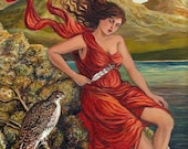 The Messenger - Mythology Hawk Goddess Art 8x10 Print