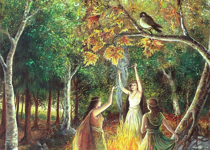 The Coven - Pagan Samhain Witch Art 5x7 Greeting Card