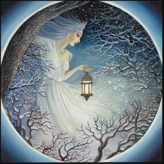 Winter Goddess Solstice Yule Art Original Oil Painting