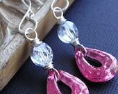 Vintage Swarovksi crystal, vintage glass teardrop  and sterling silver earrings - Syrah