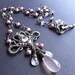 Necklace - sterling silver, oxidised, moonstone, rose quartz, white topaz, freshwater pearl, Balinese silver, wire wrapped, pendant, ornate, luxurious, art jewellery - Madame de Tourvel