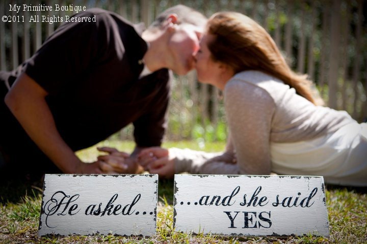 HE ASKED...She said YES Set, Save the Date Sign, Photo Props,  Announcement, Engagement Photos, Wedding Cards, Photographer, Wedding Planner
