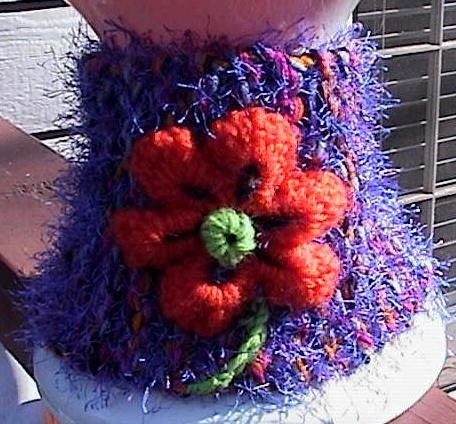 Sherbert Applique Flower Handknitted Eyelash Scarf Neckwarmer  - FREE ship