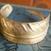 huge feather cuff - adjustable brass bracelet
