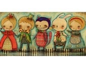ALICE In WONDERLAND PARADE -- Reproduction From Original Mixed Media Alice Painting By Danita - (5x10 Inches)