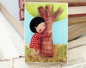 Tree hugger- ACEO Giclee Reproduction Mounted On Wood Block by Danita Art (2.5  x 3.5 Inches Print)