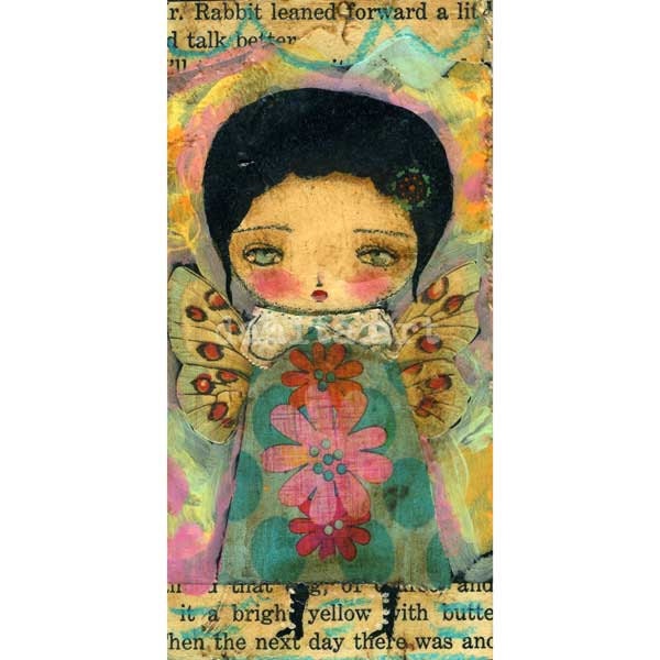 Bahar The Spring Fairy - 5x10 Inches Mixed Media Giclee Print from Original Collage by Danita Art