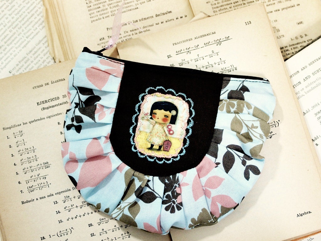 I finally found a friend - Original Handmade Zipper Pouch with illustration by Danita Art