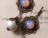Naile Filigree Earrings with Vintage Pink Glass Opals