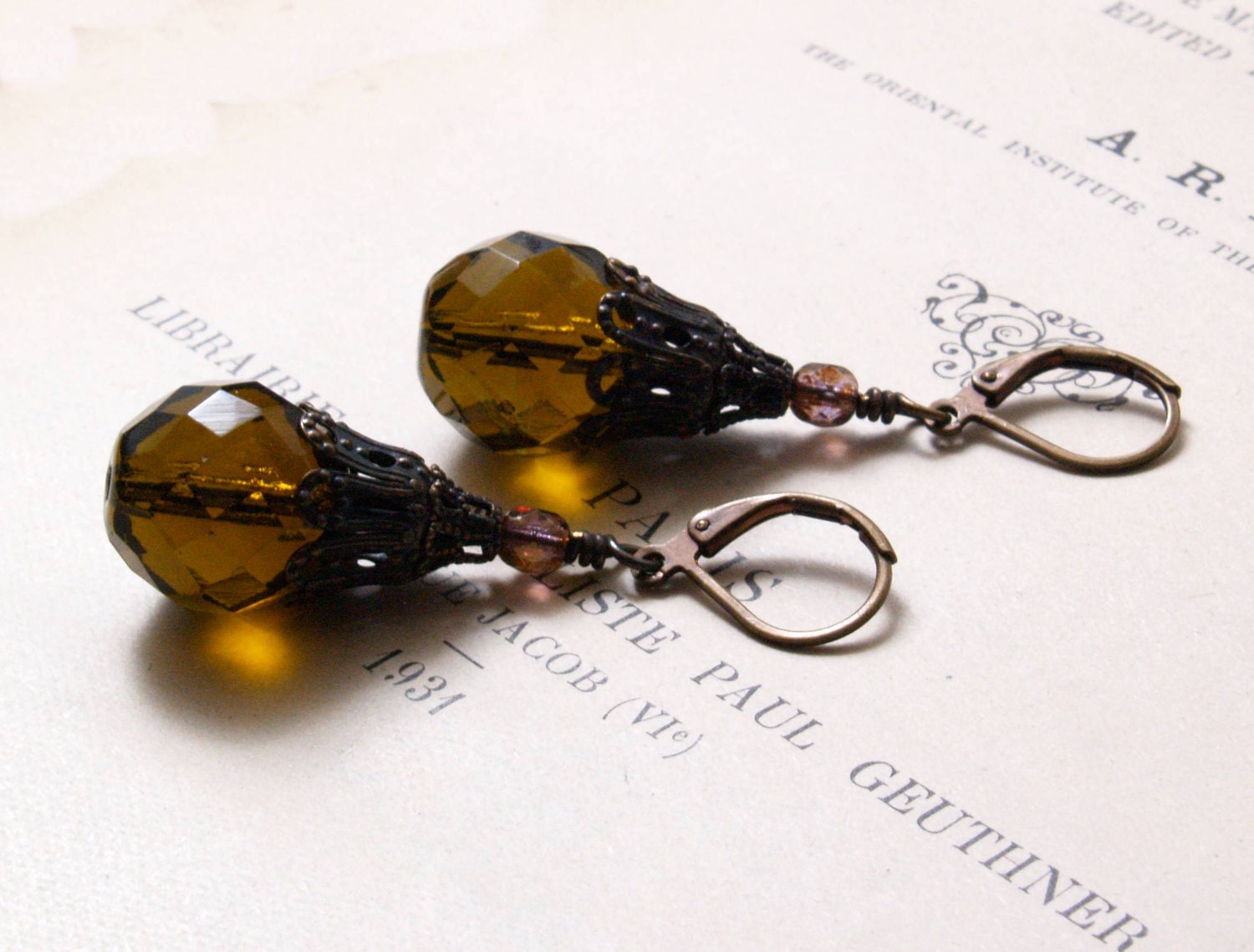 Dark Olive Drop Earrings