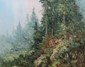 Mountain Spring Time  Original Painting Mixed Media, Cottage Chic Decor