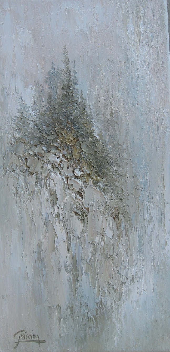 Mountain in the Myst.  Original Oil Painting. by Griselda Tello.  Contemporary Abstract