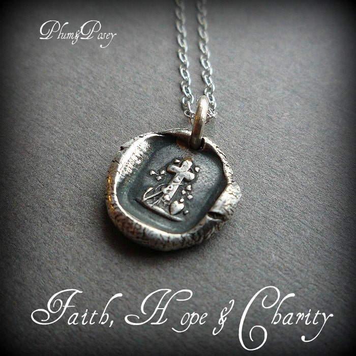 Faith Hope & Charity Petite Wax Seal Necklace