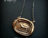 Horse wax seal necklace - High spirited yet sensitive - bronze and silver