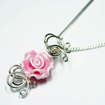 Made to Order - Design 16 - Aromatherapy Wire Wrapped  Polymer Clay Tropical Flower Bead PERFUME Pendant