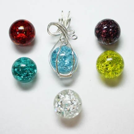 Interchangeable Wire Wrap Fried Fractured Marble Pendant with Necklace