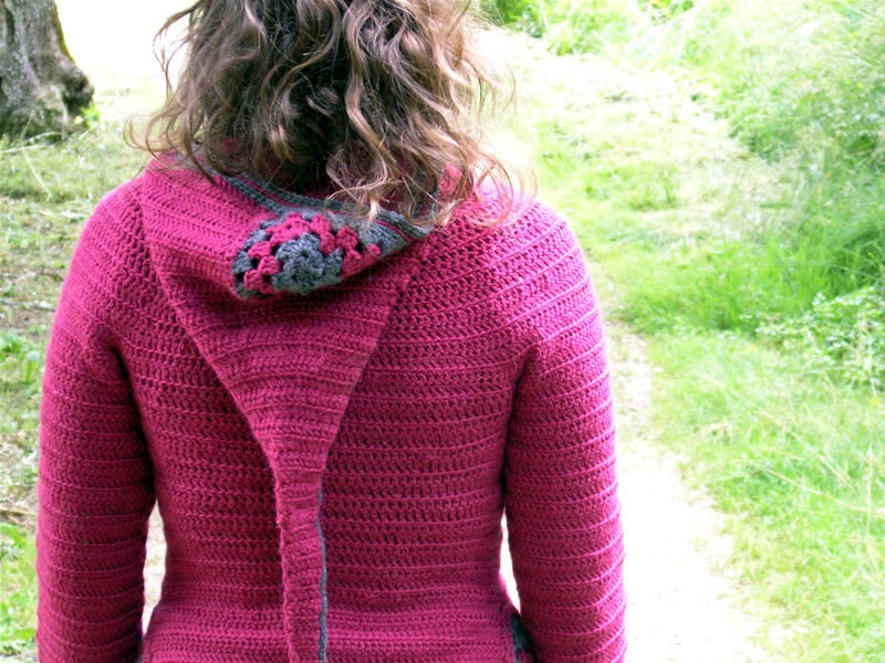 INSTANT DOWNLOAD Crochet pattern pdf, sizes xs to xl - Hooded cardigan with super long hood - Jehanne cardigan - goblin pixie fairy liripipe
