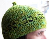 PDF crochet pattern - Marguerite hat - Cute elfin beanie toque with daisy motif - Easy crochet