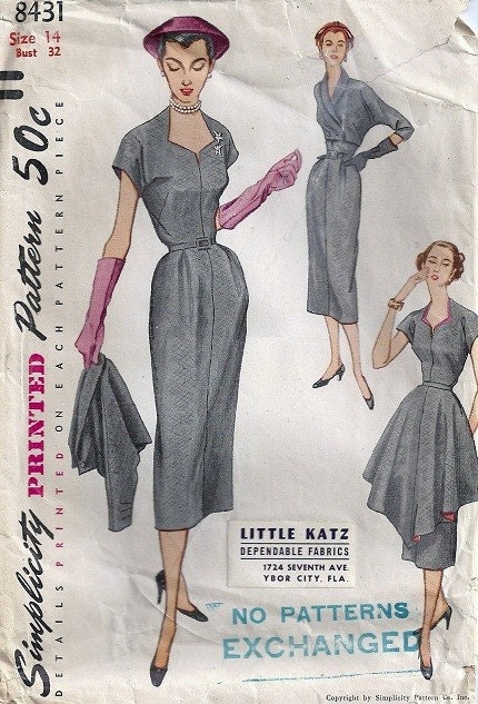 Misses 50s Dress, Bolero, Apron Sewing Pattern Simplicity 8431 Size 14