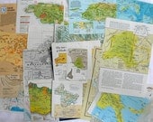 1950's-80's Map Snippet Paper Pack for Crafts 25 Pieces