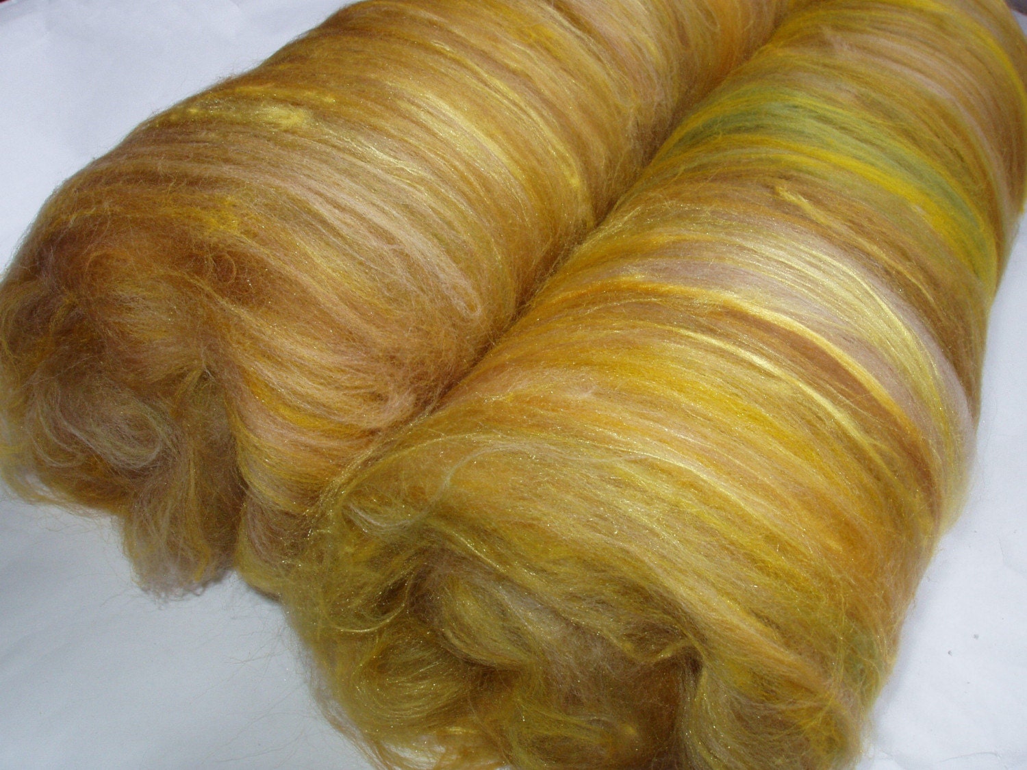 Drum carded extra fine merino & silk batts, for handspinning and felting, 3.9oz/110g