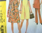 Vintage McCalls 2649 MATERNITY DRESS Top Pants Sewing PATTERN 1970, Notions Women Clothing