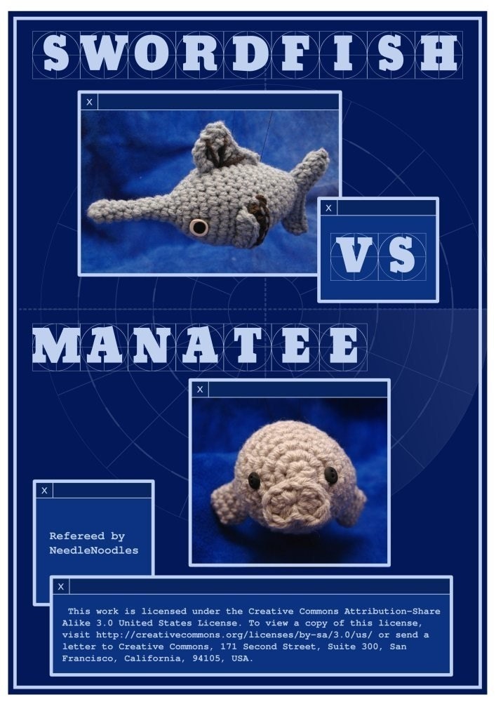 Crochet Swordfish and Manatee Pattern Set PDF