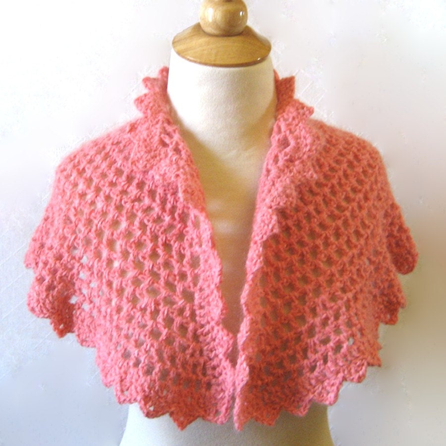 Pink Crochet Lace Capelet Luxury Angora Wedding Mother's Day Gift