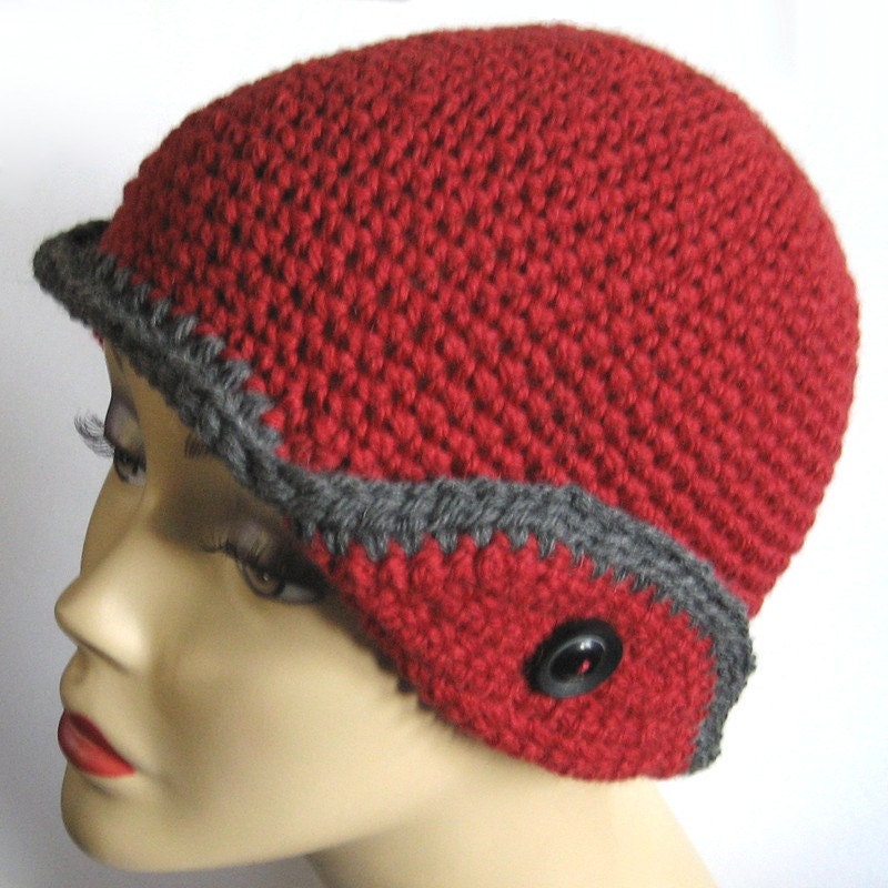 Red Crochet Cloche Hat - Greta Garbo - Movie Star Idol No. 2