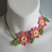 Coral Flowers Crochet Necklace Choker - Mothers Day Gift