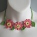 Coral Flowers Crochet Necklace Choker - Mothers Day Gift