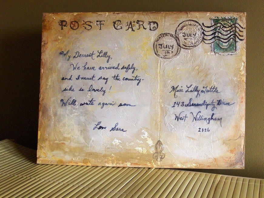 Personalized PostCard - Miss Lilly Tuttle - Sweet Sentimental Textured Painting------ Send one to your Sweetheart