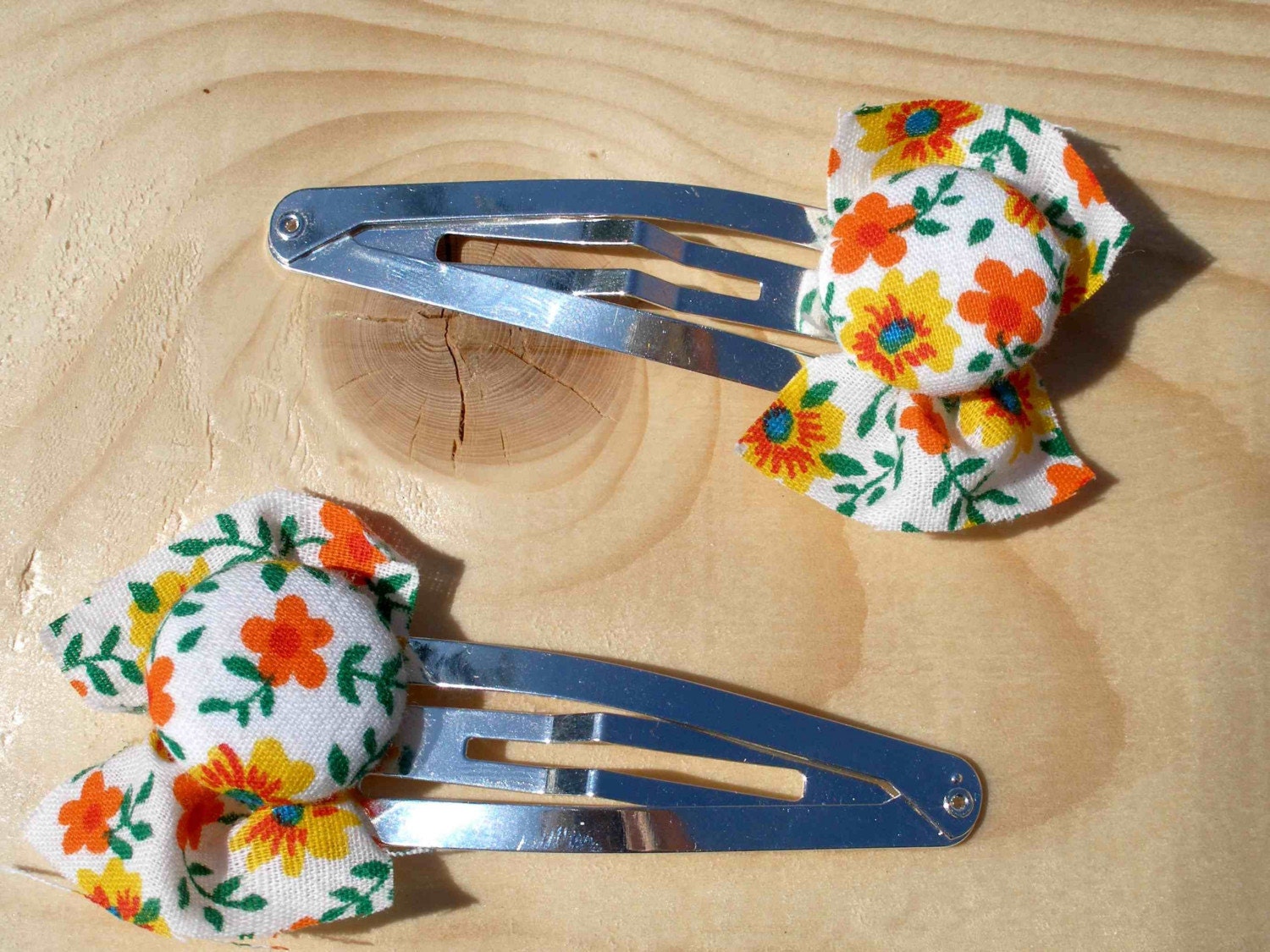 Vintage Floral Hippie Button Large Hair Clips