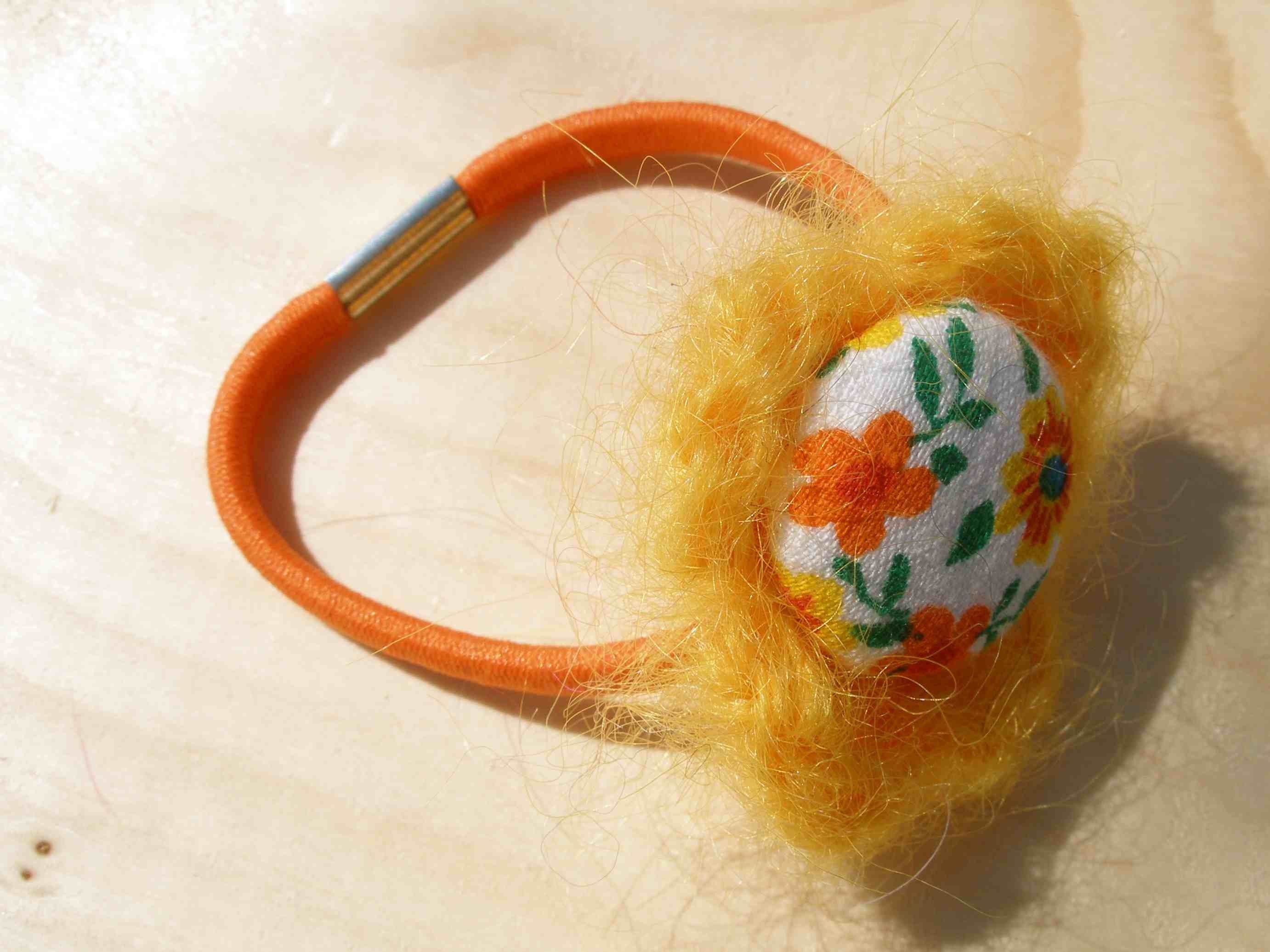 Vintage Floral Button Crochet Flower Hippie Boho Hair Tie