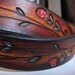 Destressed red flowers Leather Belt