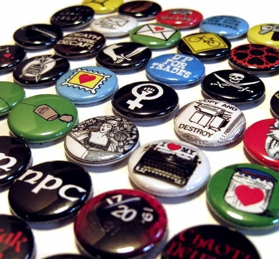 5 BUTTONS 1.25" from over 80 designs
