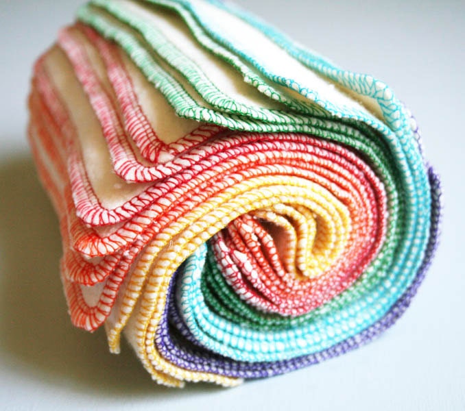 organic baby wipes, family washcloths: hemp cotton fleece 12 pk Rainbow
