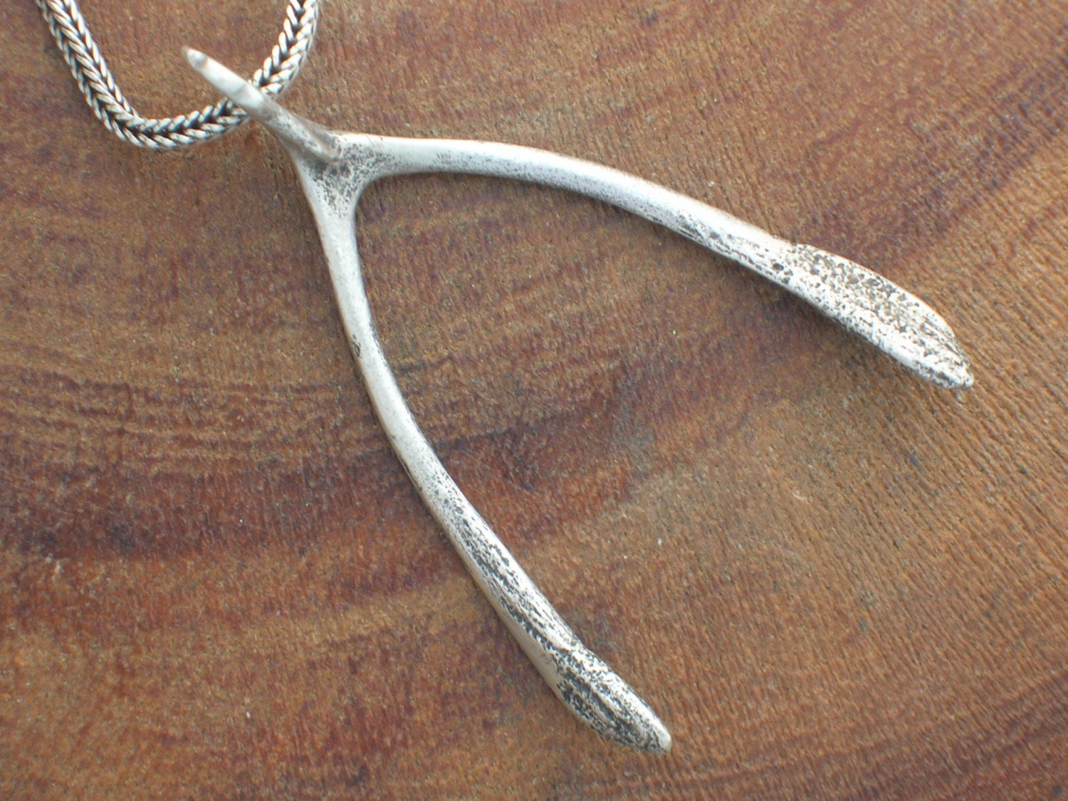 wishbone necklace cast in silver