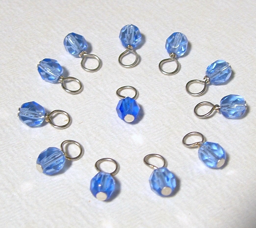 Blue Micro Stitch Markers--Set of Twelve