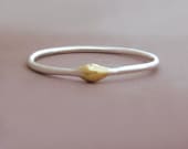 Sterling Silver and 22k Gold Stacking Ring - Rain