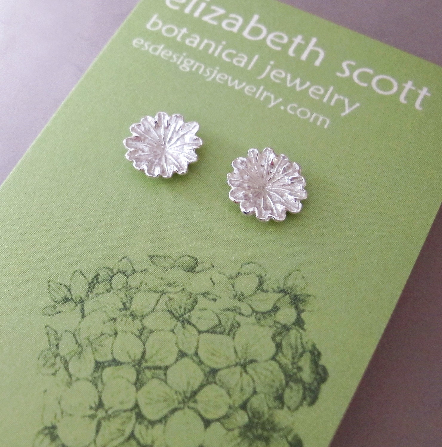 Sterling Silver Flower Post Earrings - Poppy