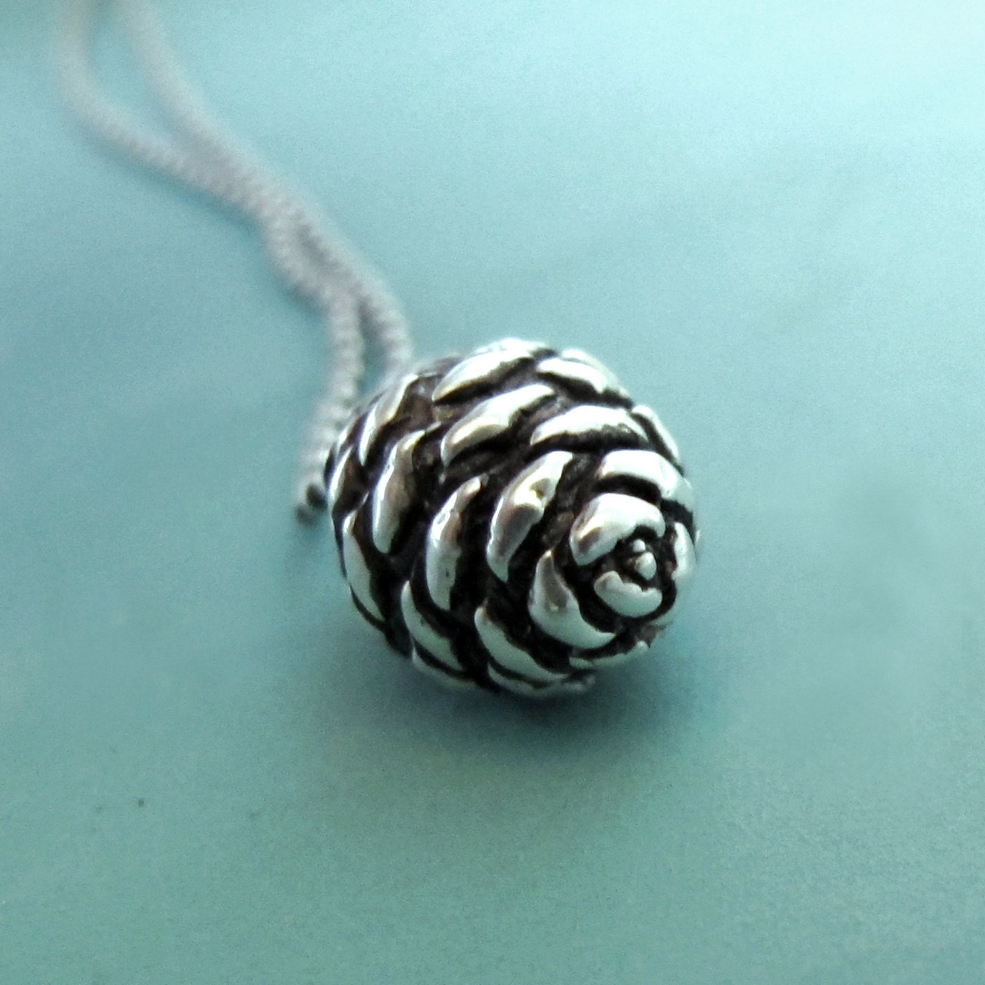 Sterling Silver Pine Cone Necklace - Small Fir