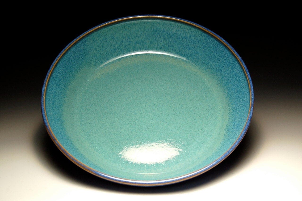 Small Pasta Bowl - Pie Plate - Blue and Teal Pottery