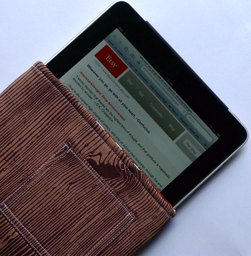 The myPadPouch - A Padded Sleeve in Chocolate Brown Woodgrain - Ready to Ship