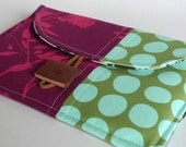 iPad Mini/Kindle Case/ Kindle Touch Pouch/ Nook SImple Touch/ Nook Color Cover In Raspberry Wildflower and Love Dots