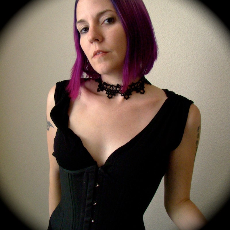 Tatted Lace Choker Necklace - Midnight
