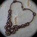Tatted Lace Necklace - Trailing Scrolls - Chocolate Brown and Brass